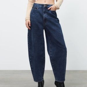 Zara High Waisted Ballon Fit Jean in Sage Green